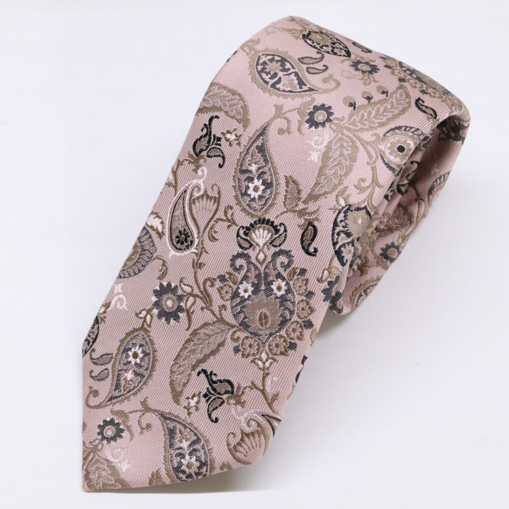 GUCCI 336444 4E002 Paisley Pattern 100% Silk Tie Pink Men's